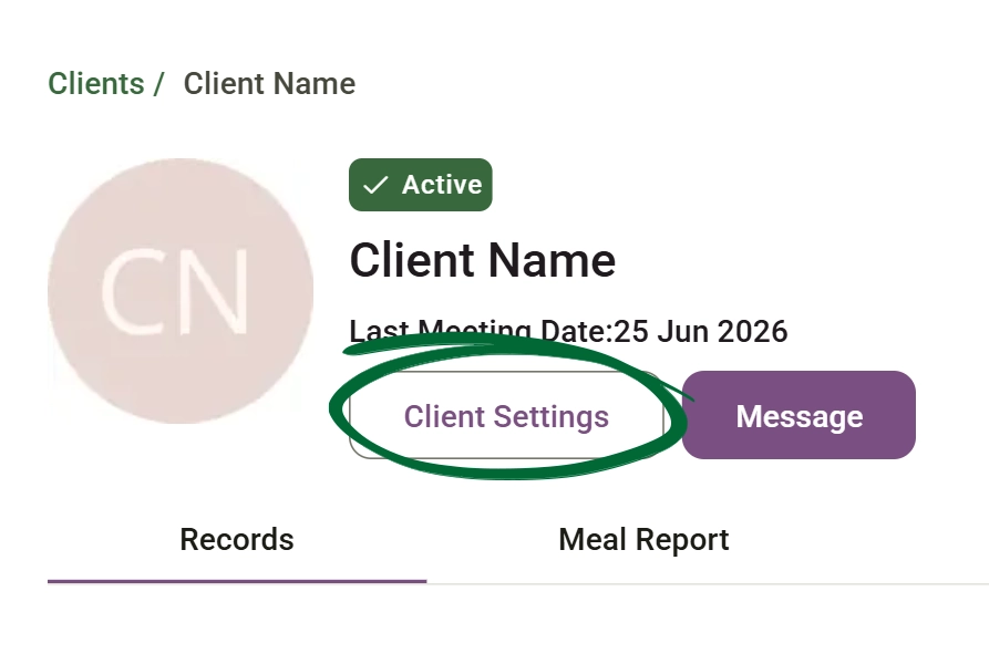 Client Settings screenshot